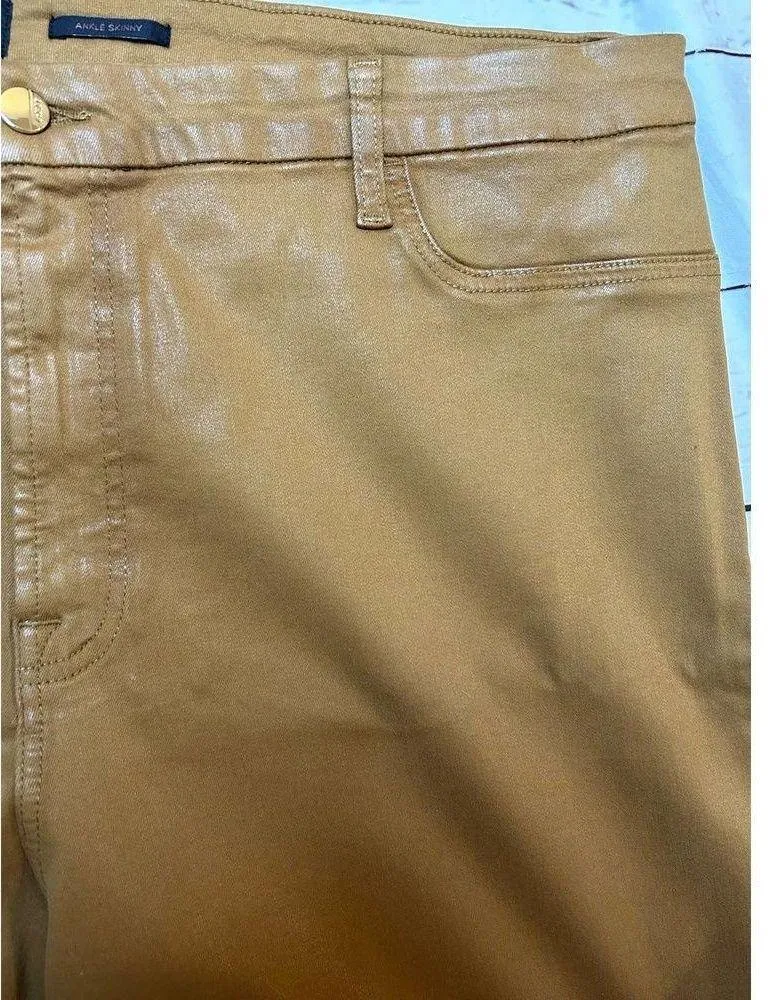 Jen 7 7 for all Mankind Brown Faux Leather Pant Size 0 Ankle Skinny Fall - Image 7