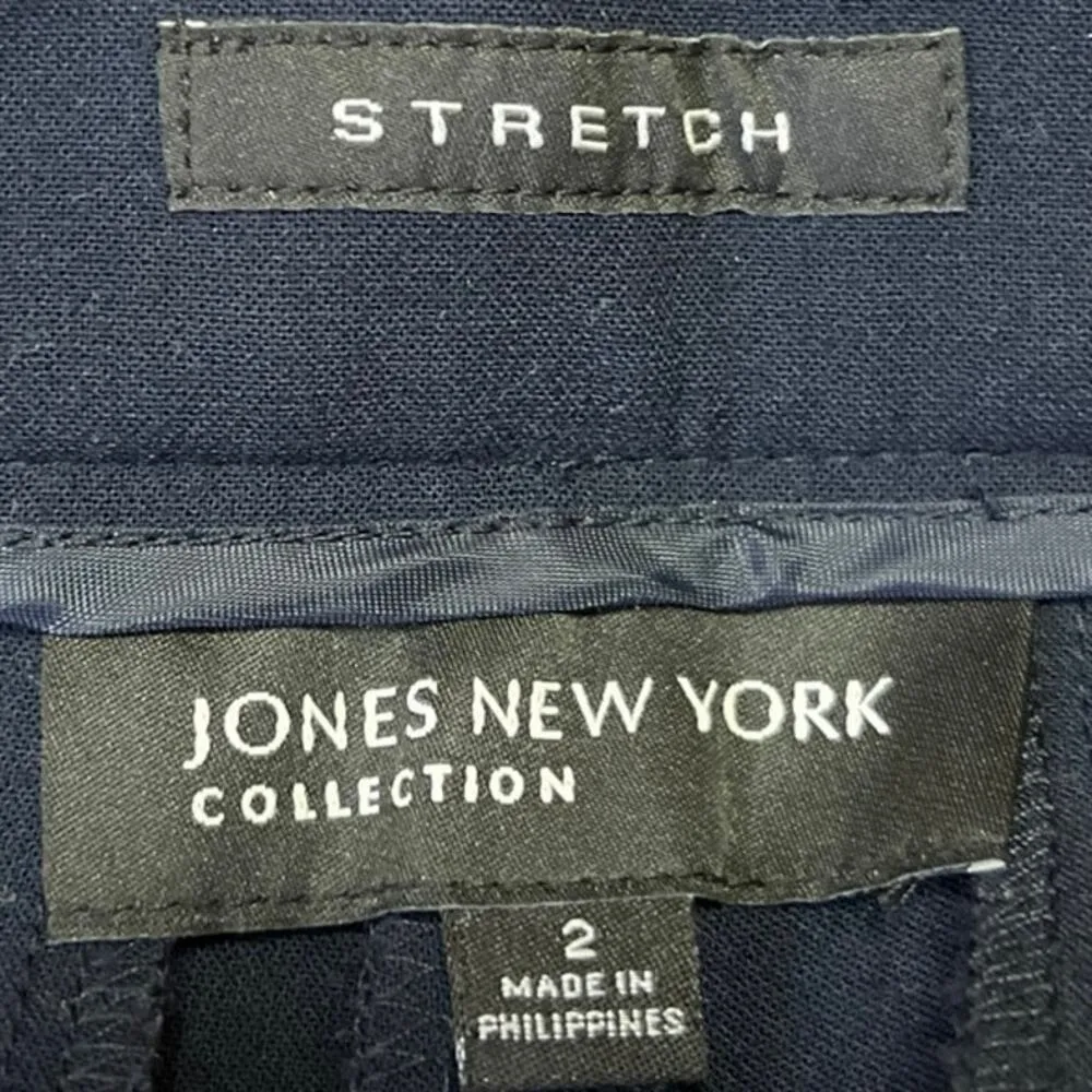 Jones New York Women's Navy Blue Stretch Straight Leg Trouser Dress Pants Size 2 - Image 4
