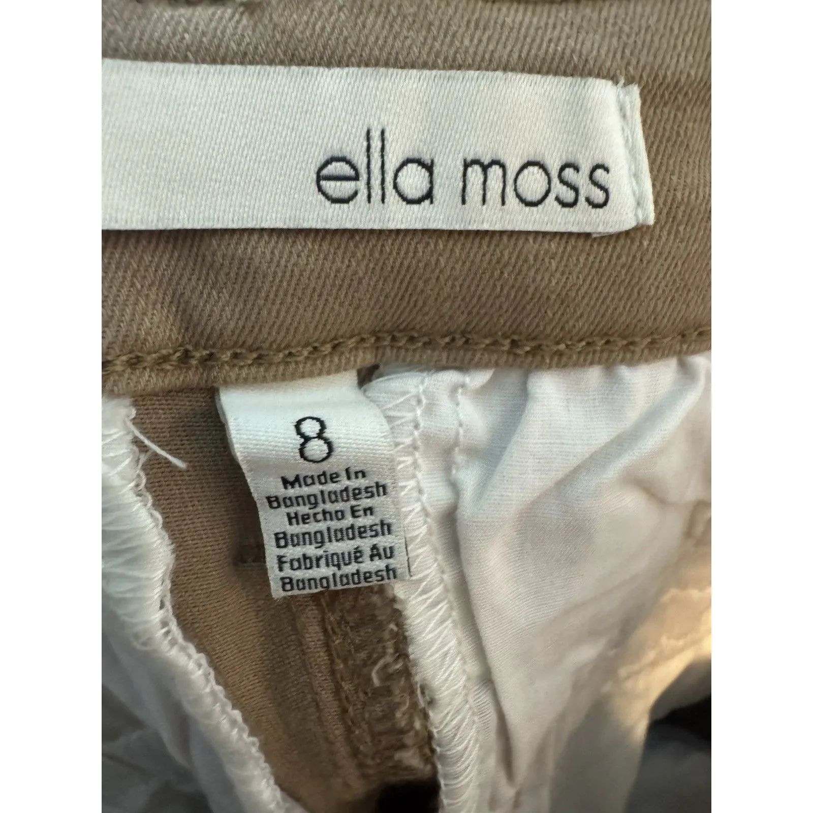Ella Moss Womens Pants Brown/Khaki Cropped Wide Leg High-Rise Belt Loops Sz 8 - Image 9