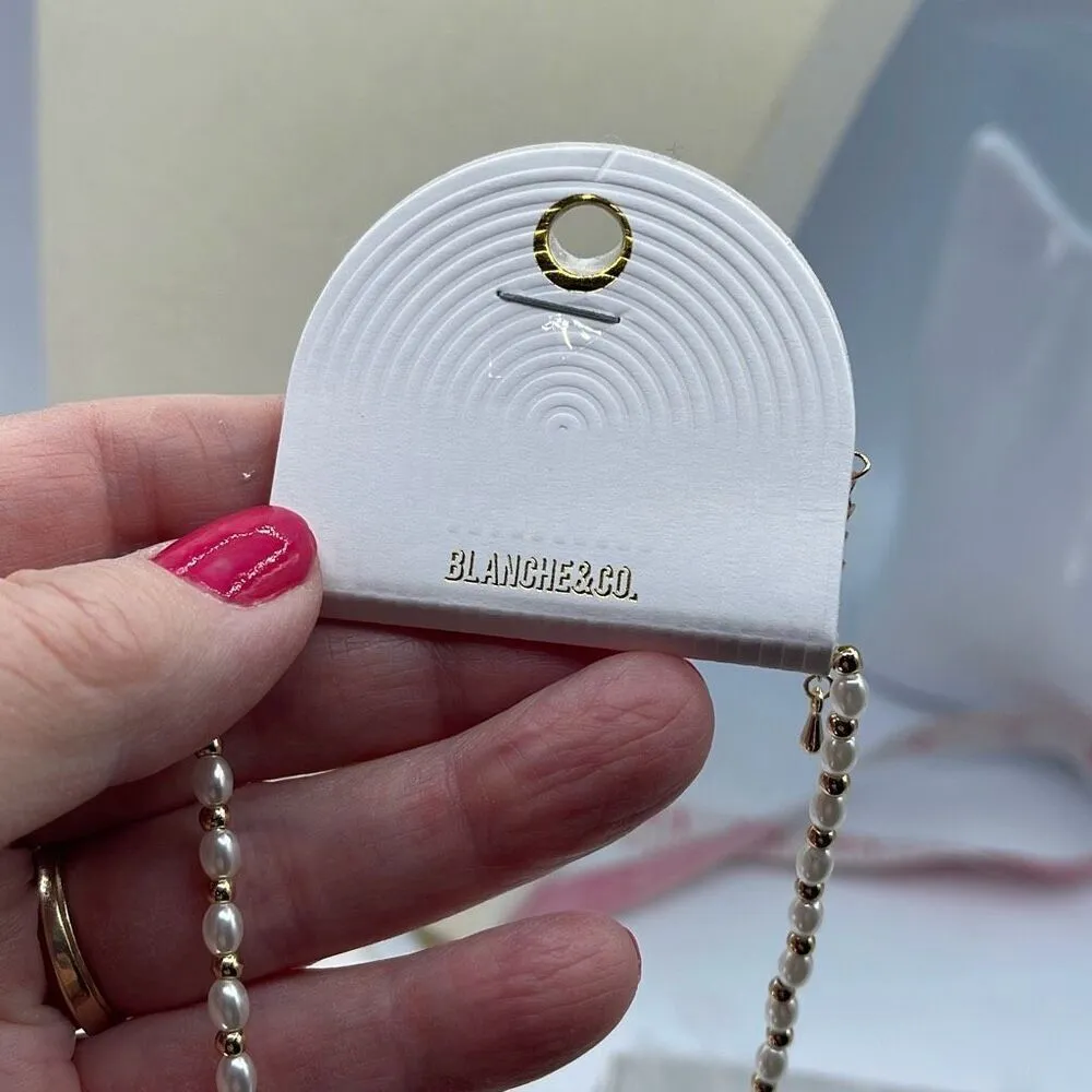 NWT Blanche & Co. fresh water pearl & round CZ pendant necklace Gold - Image 5