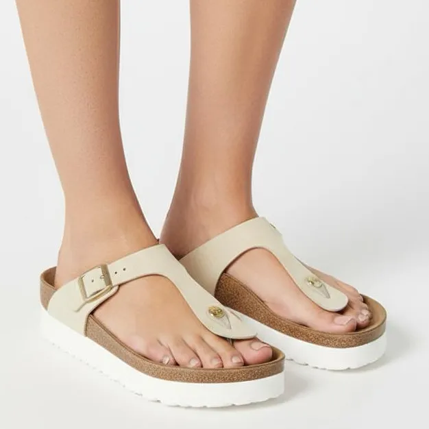 Birkenstock Papillio By Birkenstock Women's Gizeh Platform Thong Sandal Ecru 38 - Image 2