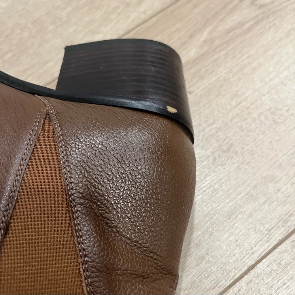 Saks Fifth Avenue Rowena Brown Leather Pull On Ankle Boot Size 9 - Image 3