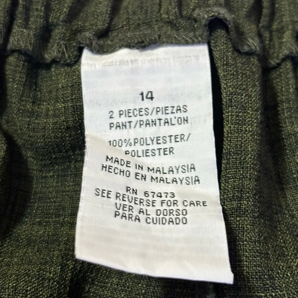 Vintage 2 Piece Pants Suit from Danny & Nicole Size 14 Dark Olive Green - Image 5