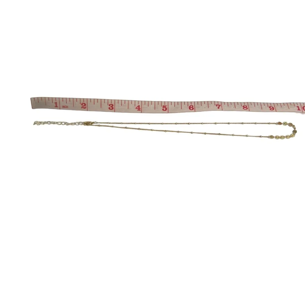 Gold Tone Mini Disc Satellite Beaded Dainty Necklace - Image 7