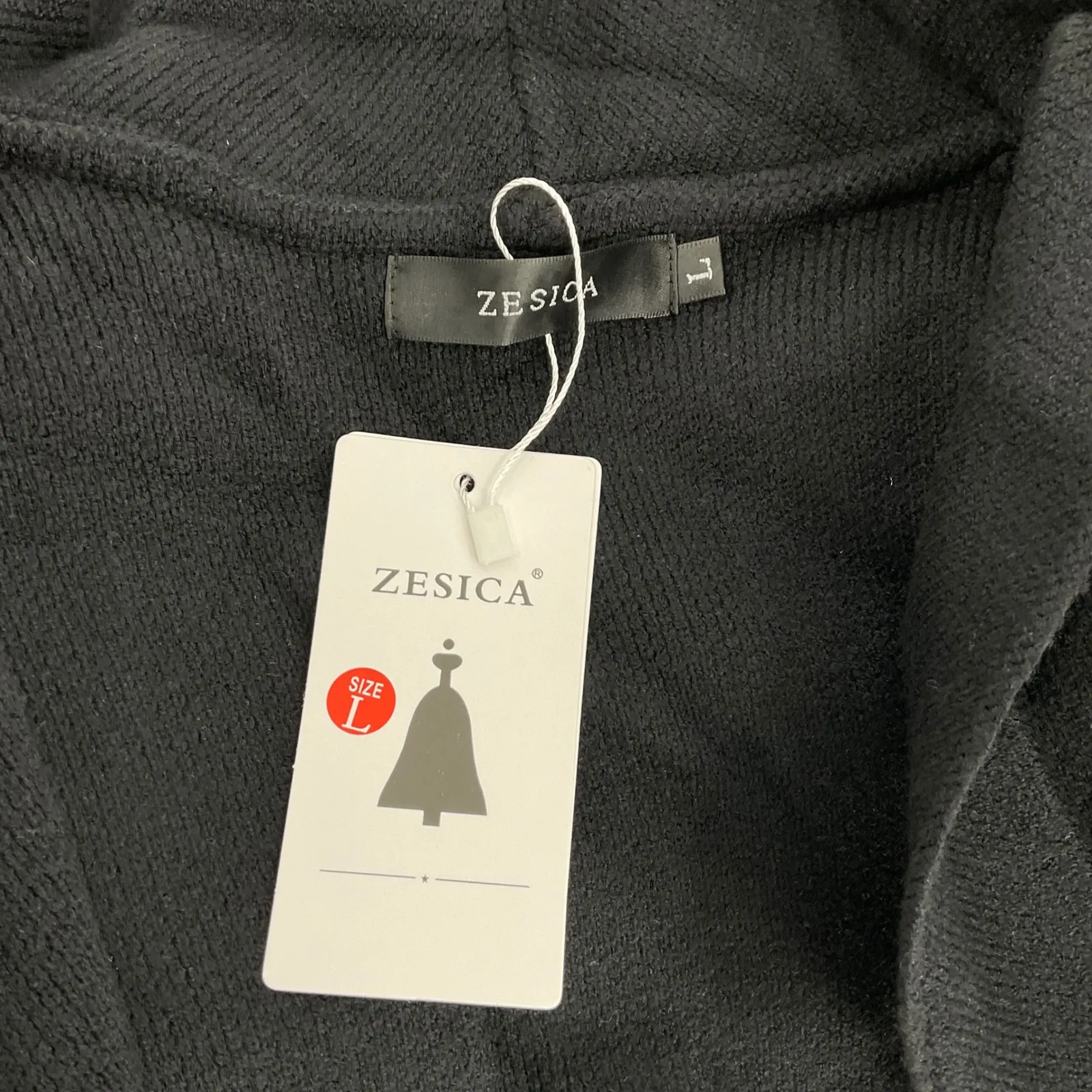 Zesica Black Waterfall Cardigan Sweater Long Sleeve Pockets Size L Size L - Image 4