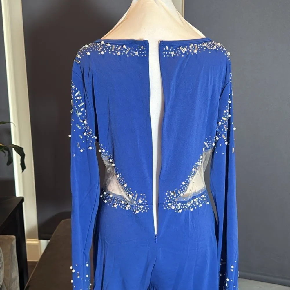 Women’s Blue Sparkly Long Sleeve V - Image 7