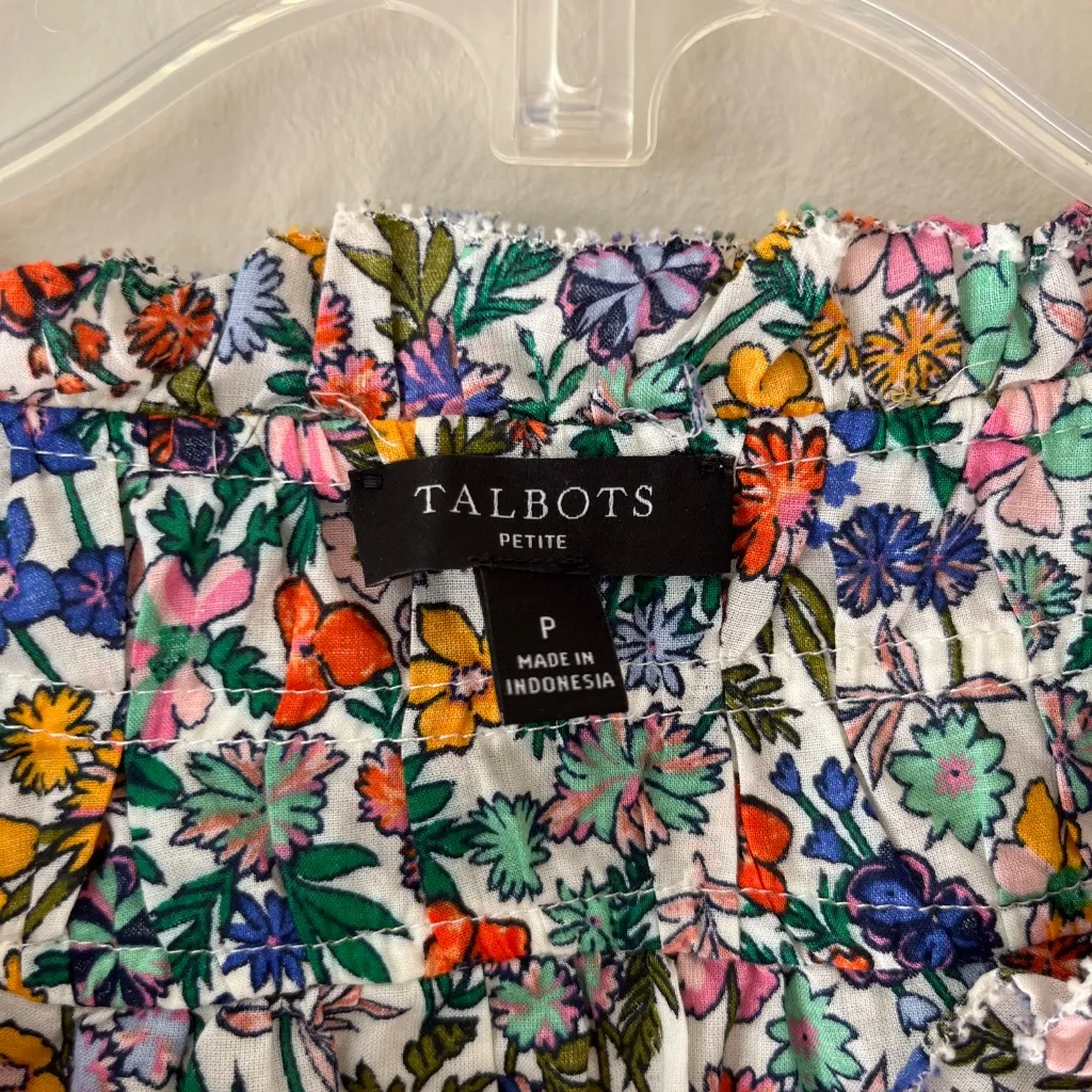 Talbots Sz S or P Disty Floral Popover Blouse Long Sleeves Pullover Button - Image 3