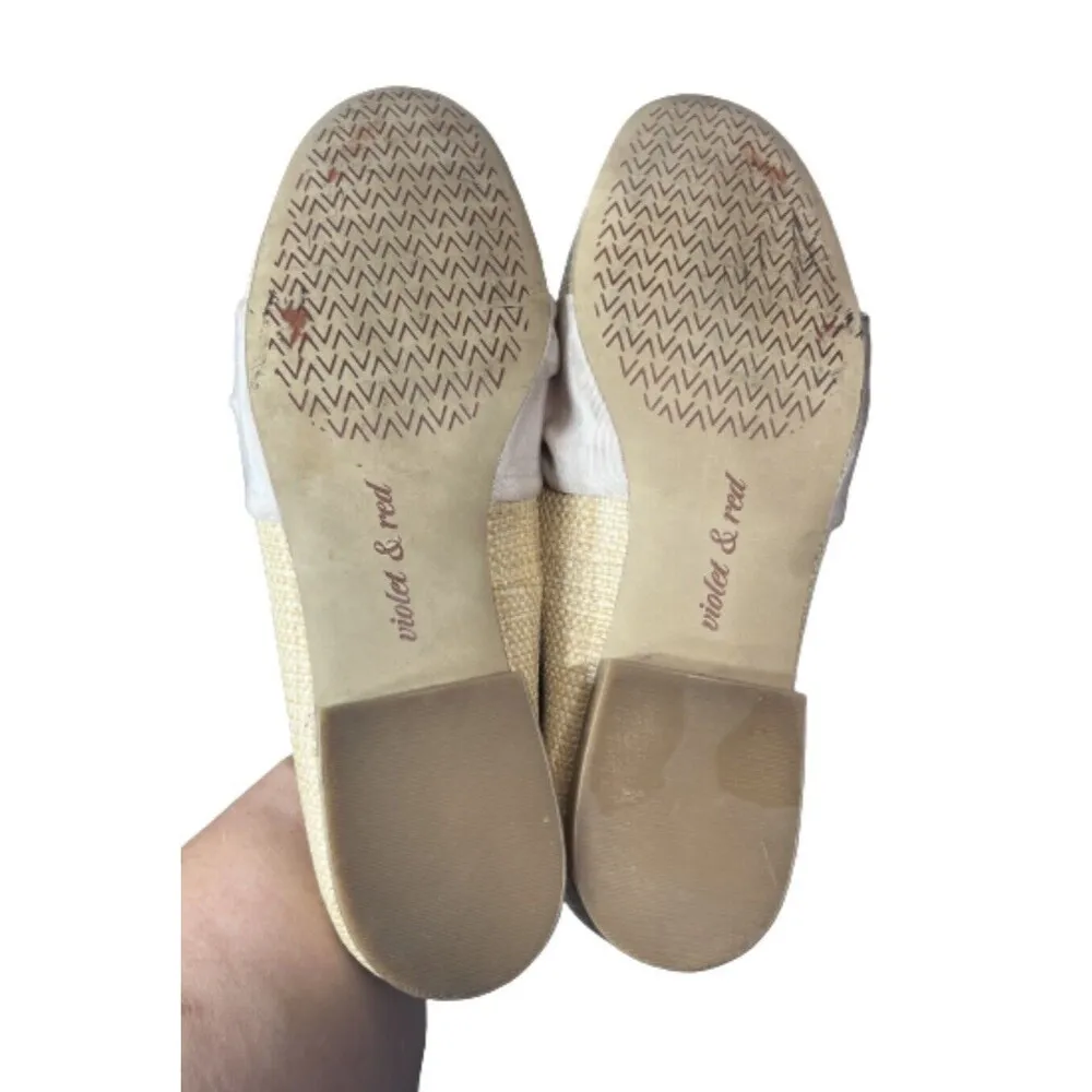 Violet & Red Slip Loafers Woven Look Almond Toe Size 8.5 - Image 4