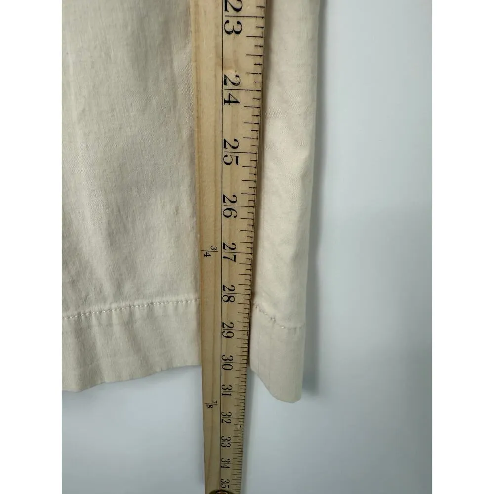 J.Crew Factory Linen Blend Pants Women 32/14 Beige Wide Leg Relaxed Coastal - Image 8