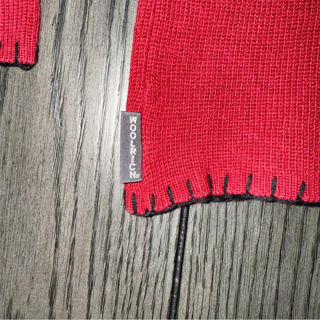 Woolrich Sweater Ruby Red Embroidered Size Large Cabincore Grannycore Snowflake - Image 4