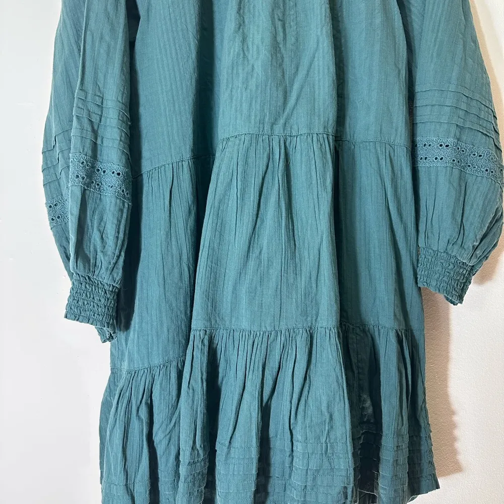 Anthropologie Carrie tiered tunic dress size M green Boho - Image 12