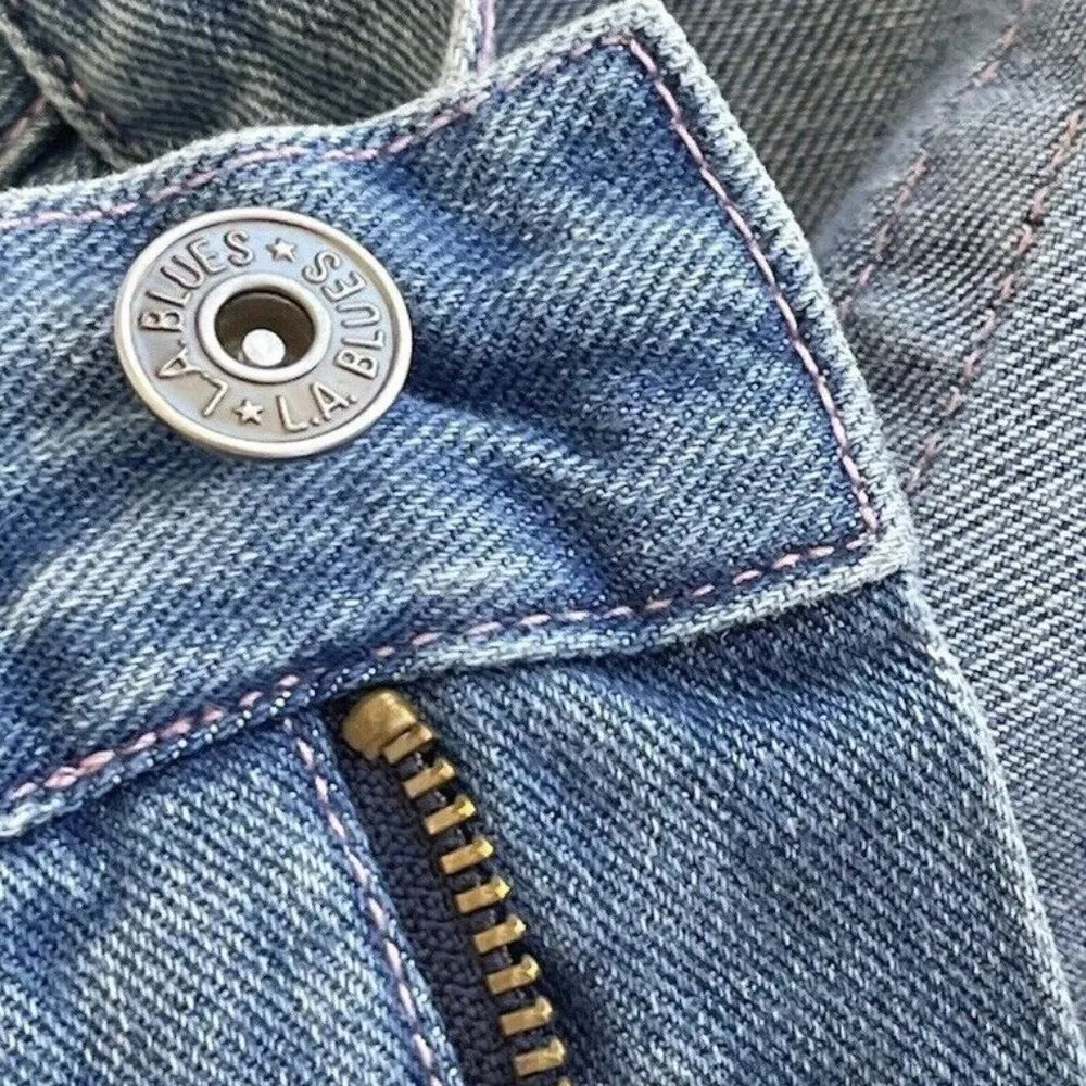 Vintage LA Blues Jean Shorts Women’s Sz 22 Denim  Denim Pink Hearts Lining Y2K - Image 11