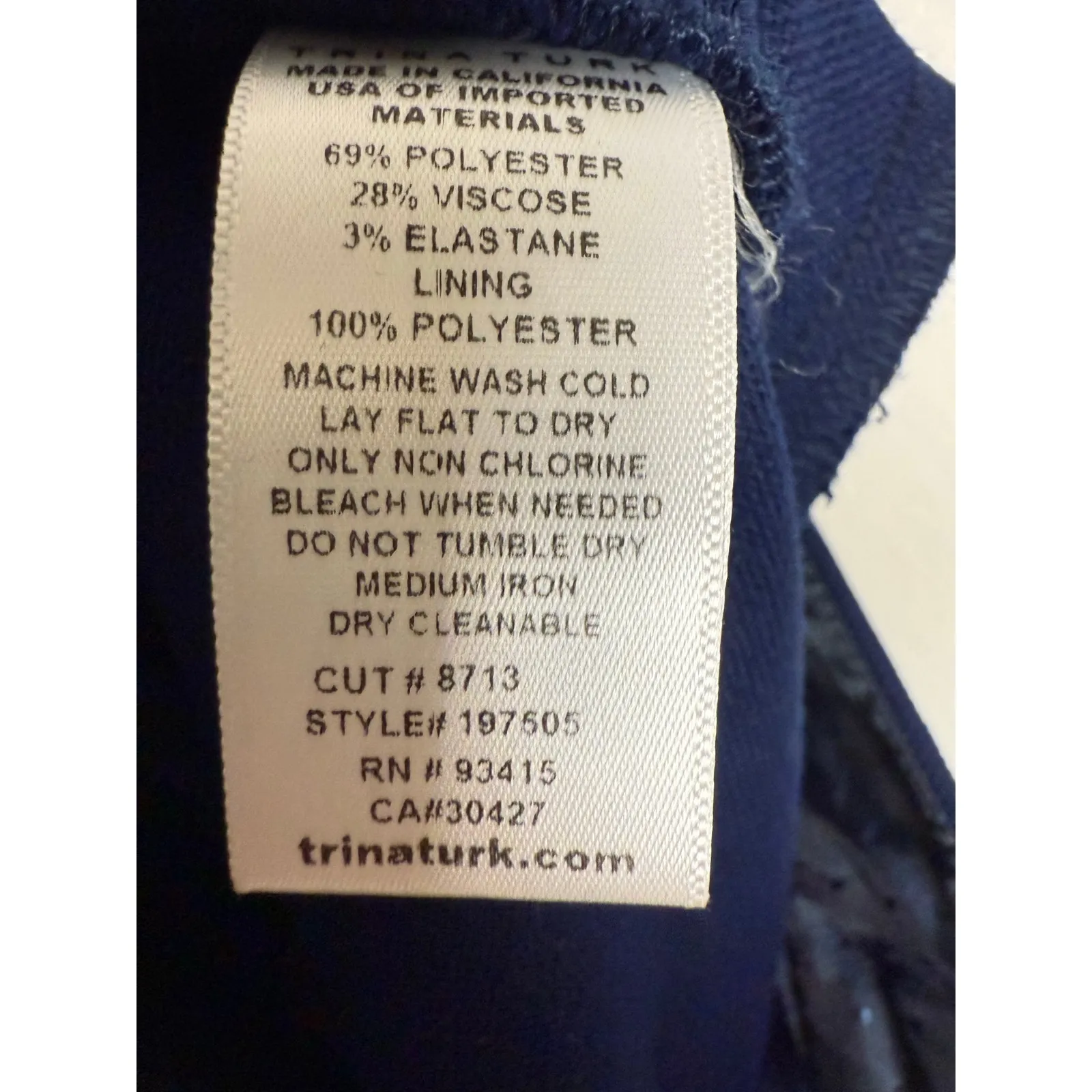 Trina Turk Banshee Navy Blue High Rise Crepe Ankle Office Dress Pants Size 16 - Image 10