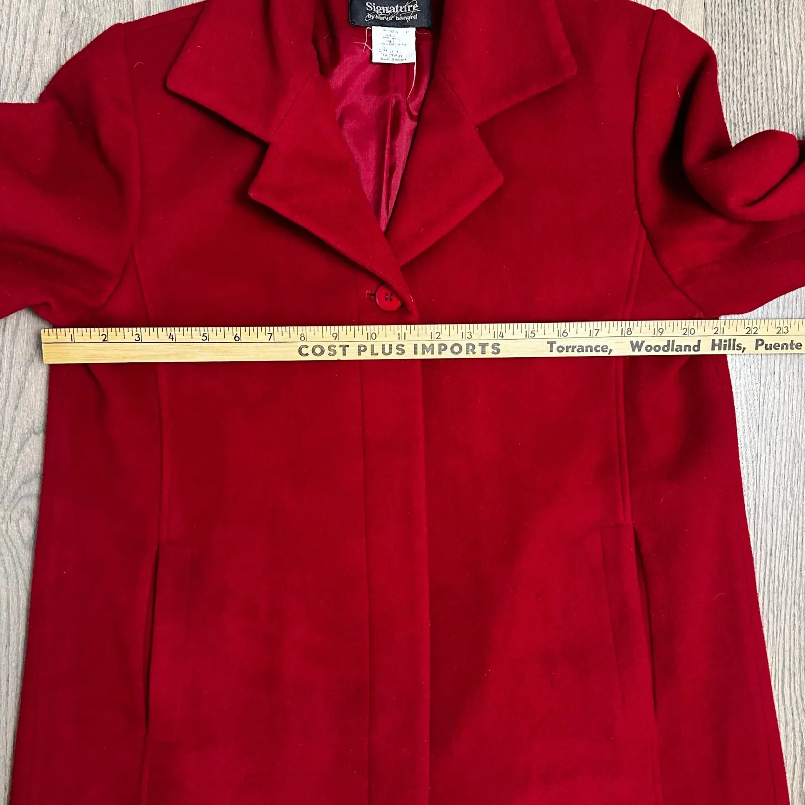 Vtg Harve Bernard Signature Red Wool Coat Classic Women's Outerwear Size M - Image 3