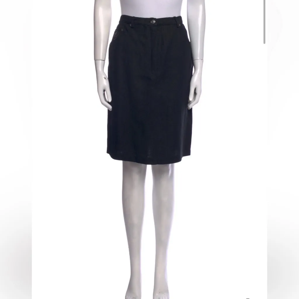 Sonia Rykiel capsule goth linen pencil skirt France size XL 12 FR 44 old money Black - Image 2