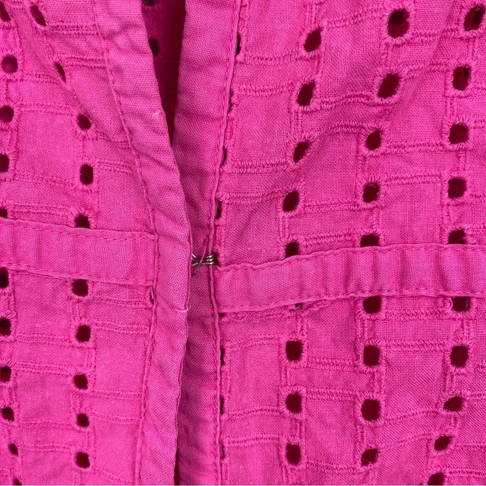 Bandolino Hot Pink Eyelet Cover Up Dress 3/4 Sleeves Size 8 - Image 4