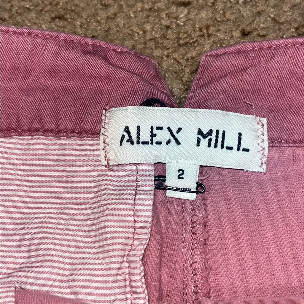 ALEX MILL Rugged Corduroy High Waist Straight Leg Ankle Crop Boy Pant Dusty Rose Pink Size 2 - Image 8