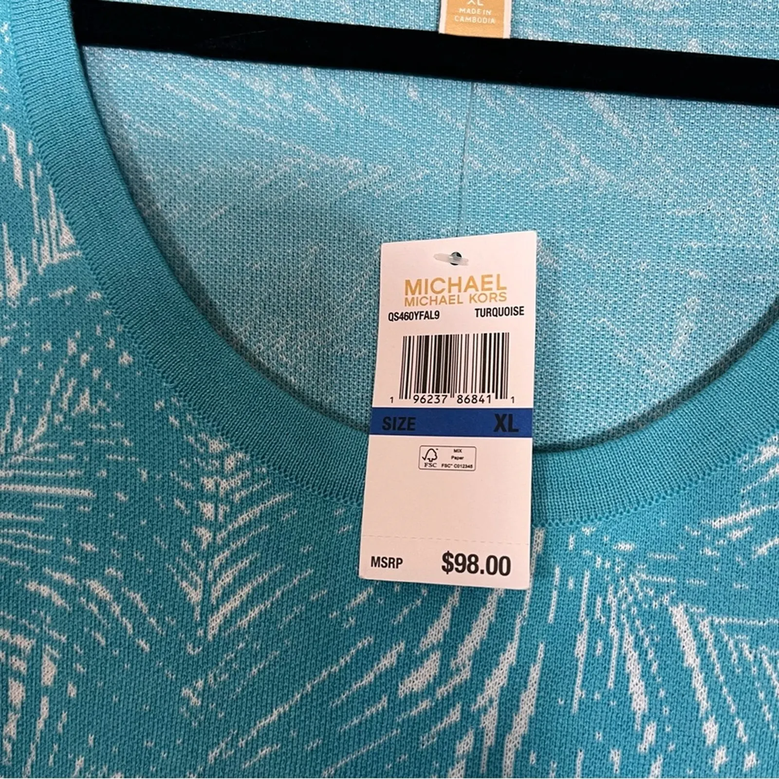 MICHAEL Michael Kors Turquoise Short‎ Sleeve Sweater Size XL Blue - Image 4