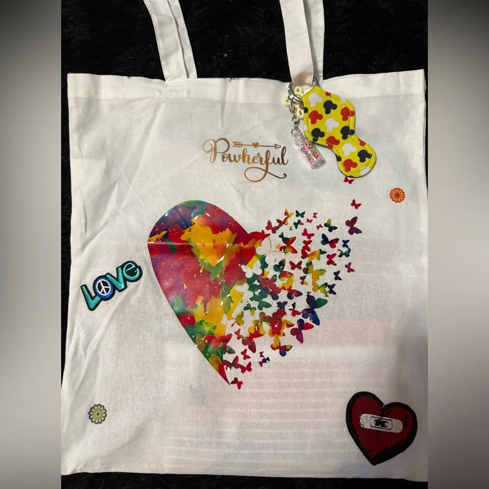 Handmade‎ multicolored Heart tote Bag - Image 4