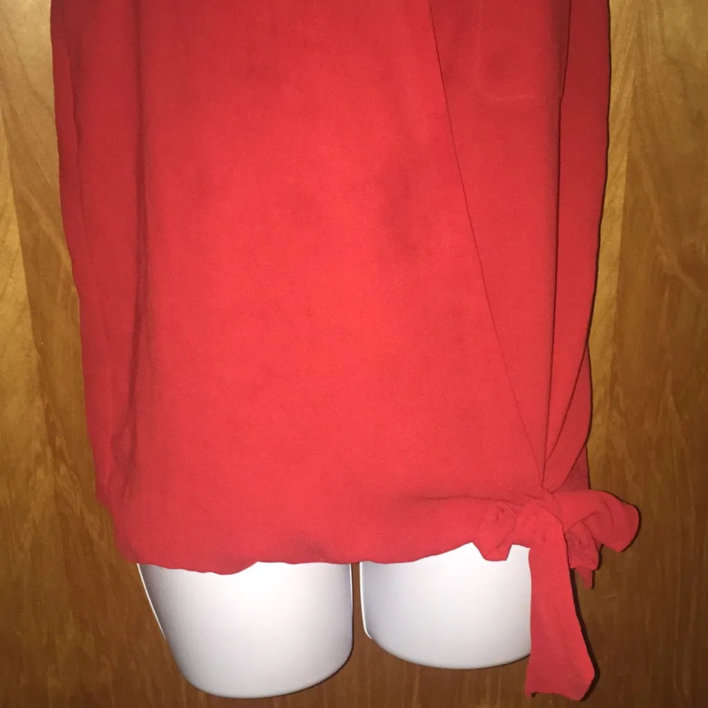 Red Zara Basic Wrap Top Size Small - Image 3