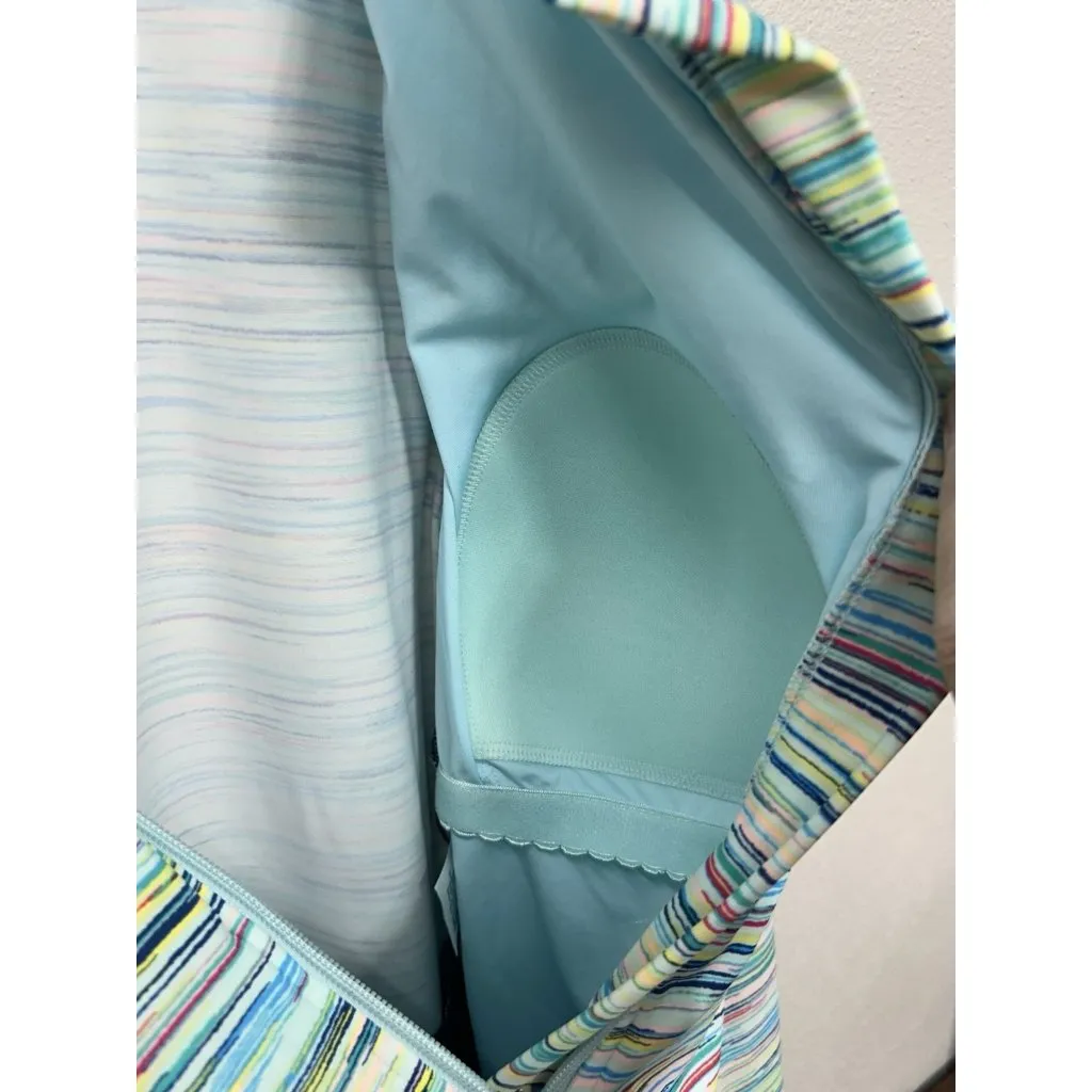 Land's End One-Piece Rash Guard Swim Sz 18 Zip Front Long Sleeve Blue Modest - Image 6