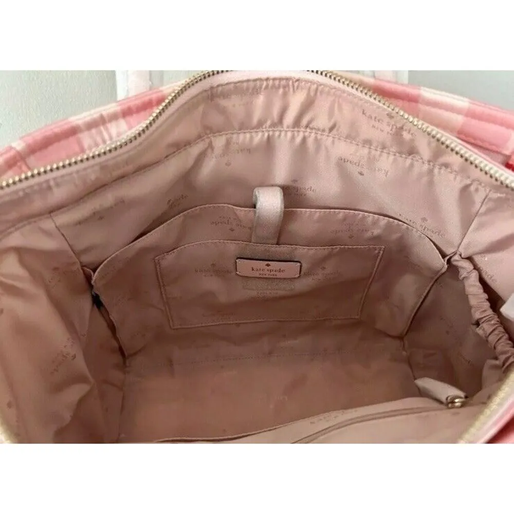 NWT Kate Spade Chelsea Gingham Medium Satchel Pink Multi $299 Value - Image 3