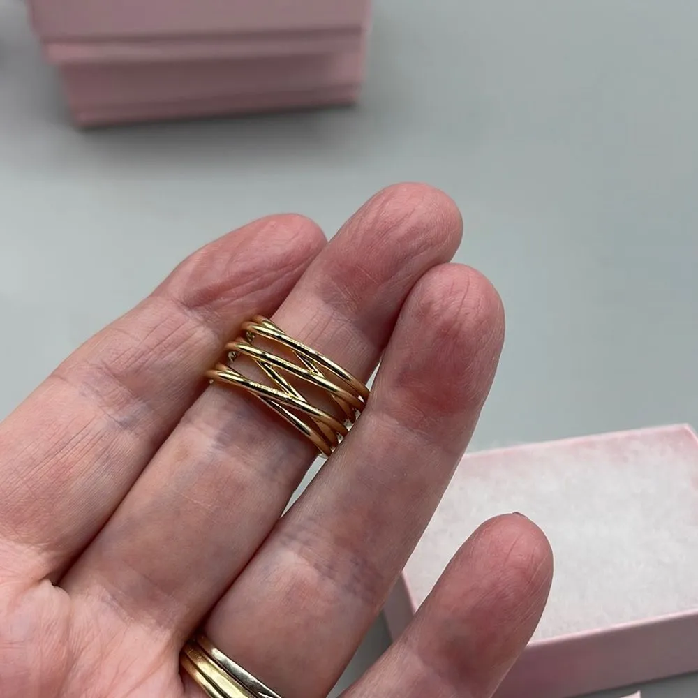 14K Vermeil sterling wrap around size 8 ring - Image 9