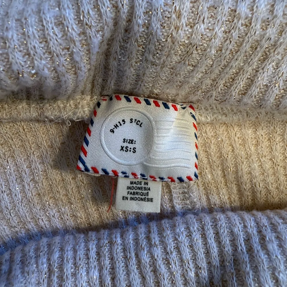 Anthropologie Postmark Sweater Womens XS/S Orley Ruffled Cowl Neck Cream Gold - Image 8