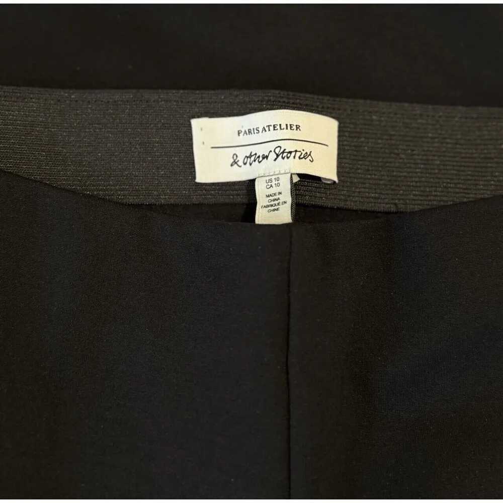 & Other Stories Pants Black Wide Sailor Dress Trouser Slacks Stretch Size 10 - Image 5