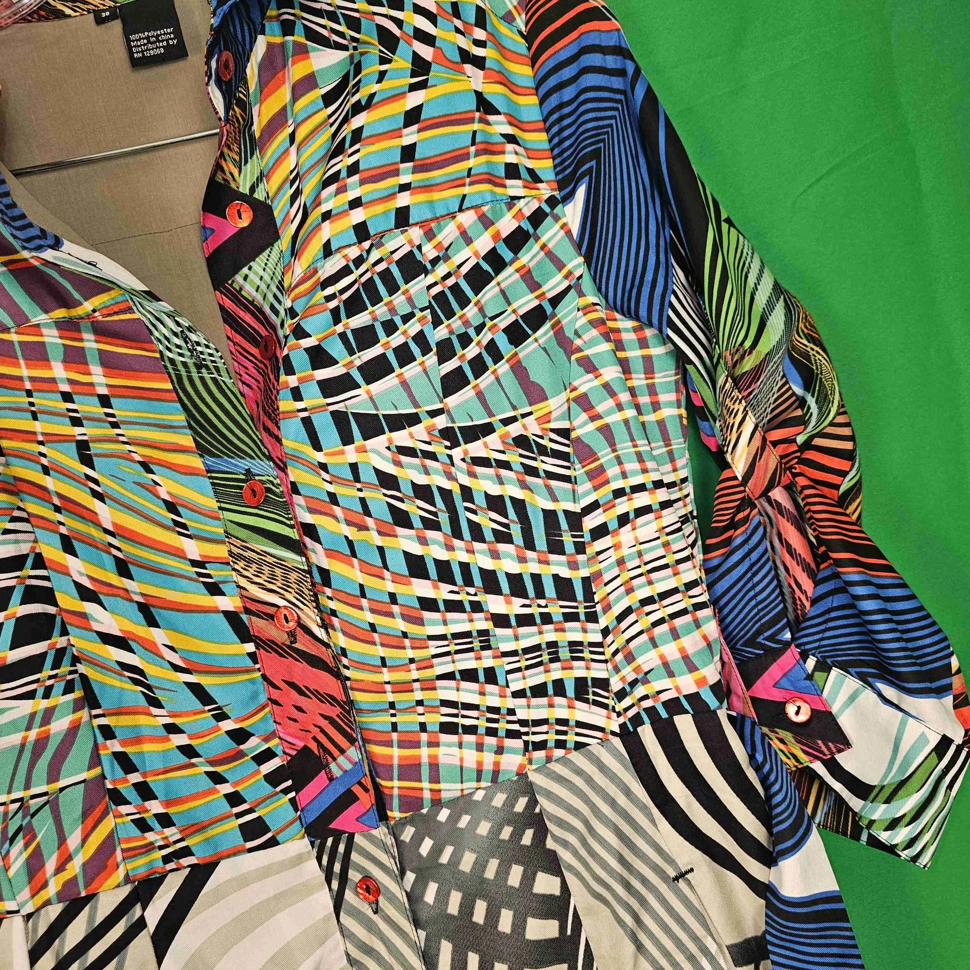 Desigual Womens Gracey Multicolor Tie Belt Shirt‎ Dress Bold 38 Small 6 - Image 3