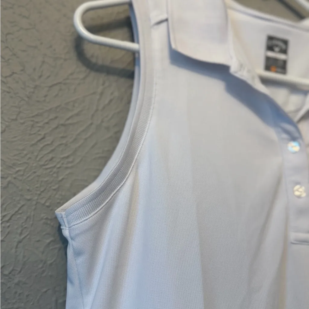 Callaway White Performance Sleeveless Golf Polo - Image 4