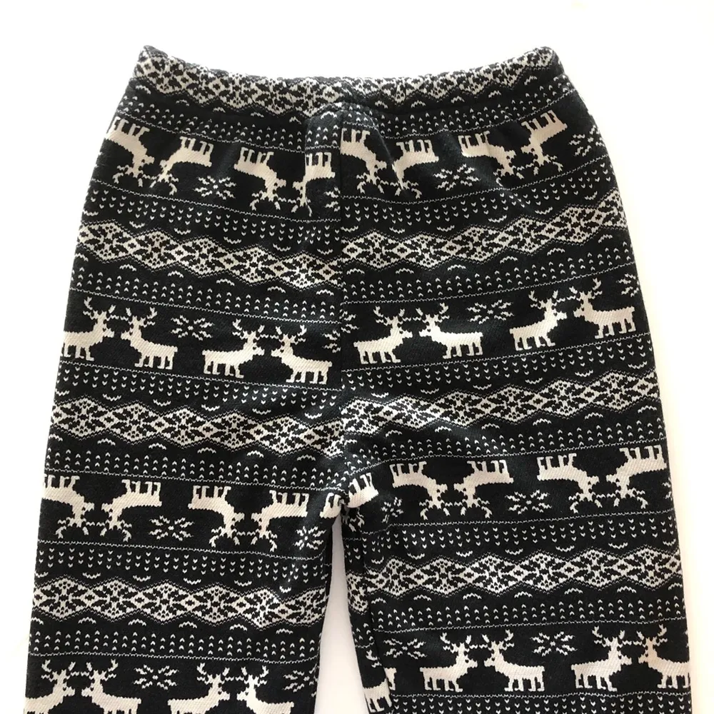 Black Fuzzy Animal Print Fleece Lined Winter Leggings One Size Size undefined - Image 2