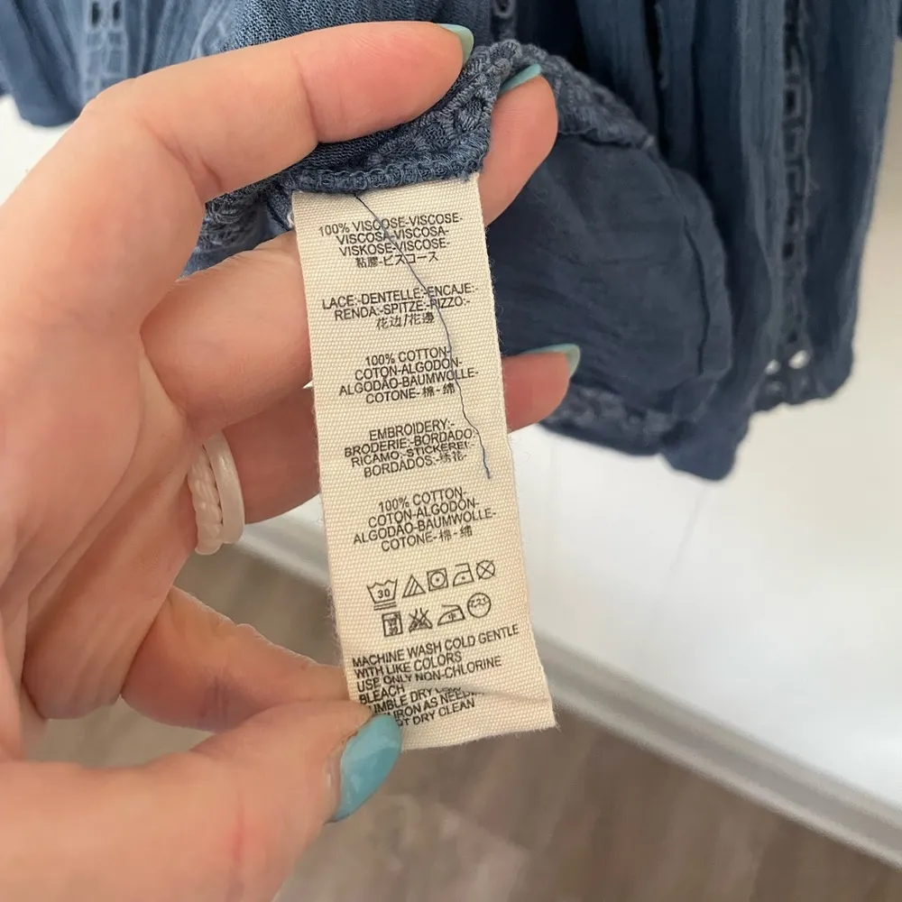 Free People Kiss Kiss Tunic Embroidered Lace Blue Long Sleeve Dress Women’s XS - Image 10