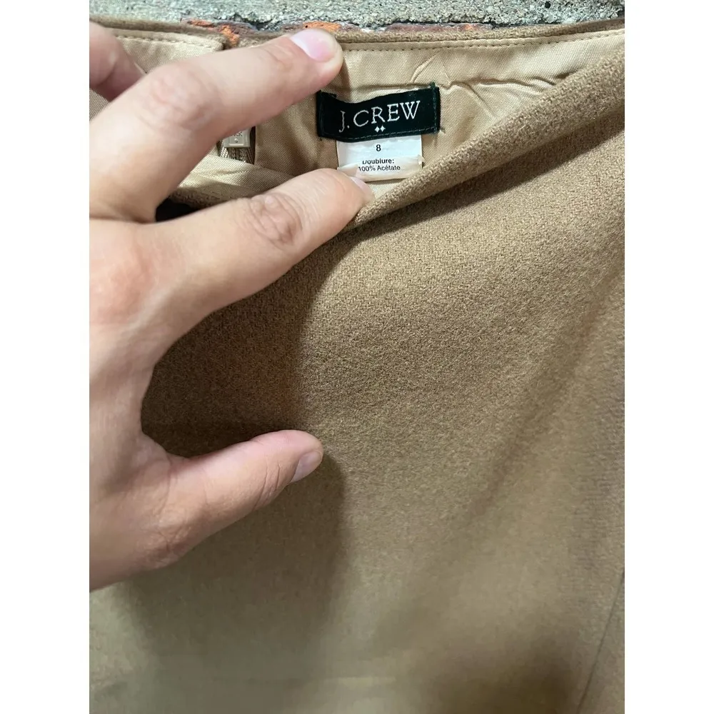 J.CREW Women’s Preppy Wool Tan Mini Skirt Business Casual Workwear 8 - Image 4