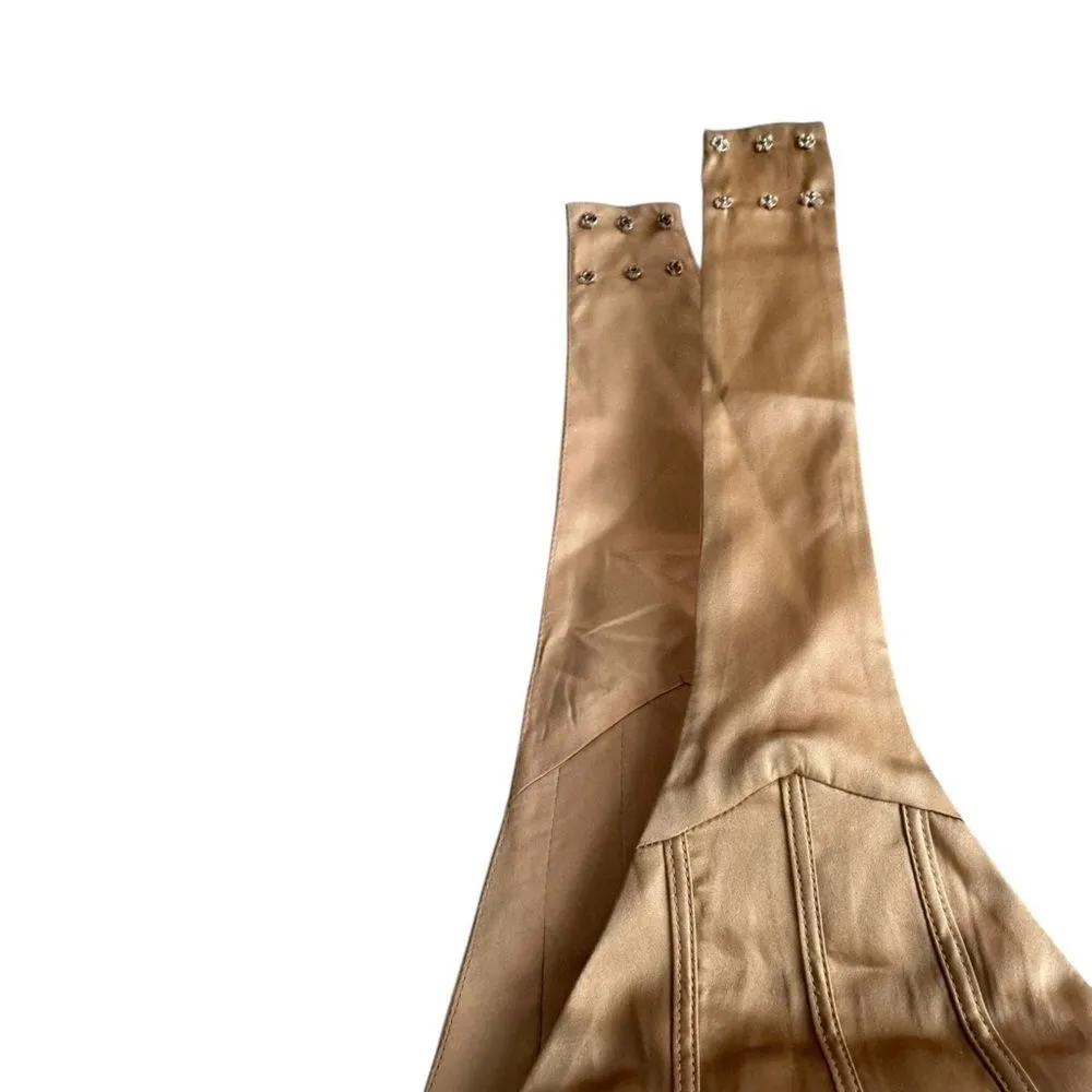 Retrofete Rozik Silk Off Shoulder‎ Bodysuit Nude M Tan Size M - Image 6