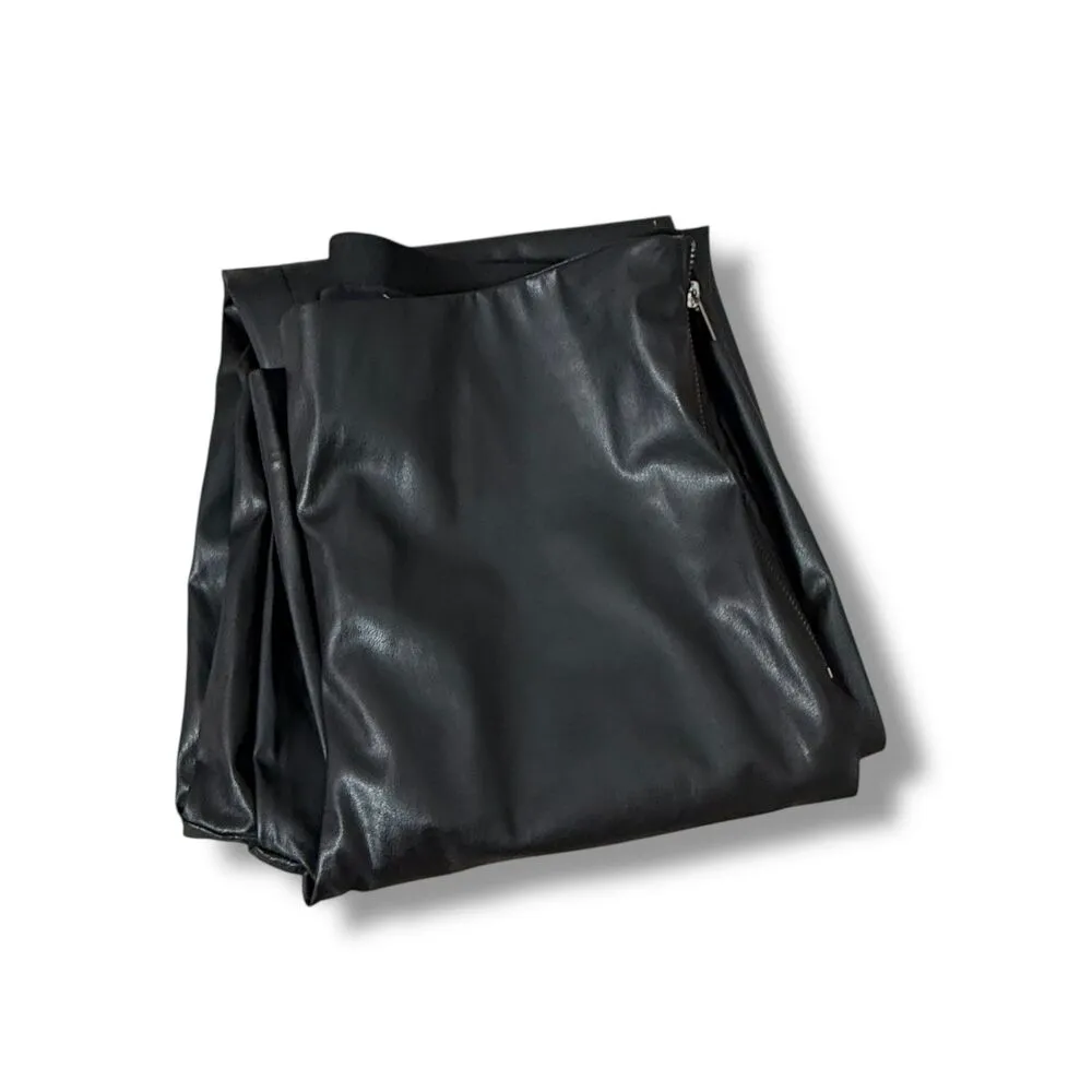 NWT French Connection Black Faux Leather Straight Leg Pants | Size 8 - Image 6