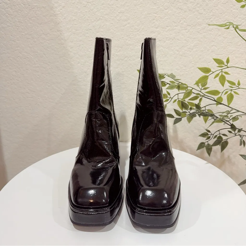 Free People Ruby Shine Platform Leather Ankle Heeled Boots Size 38 NIB - Image 3