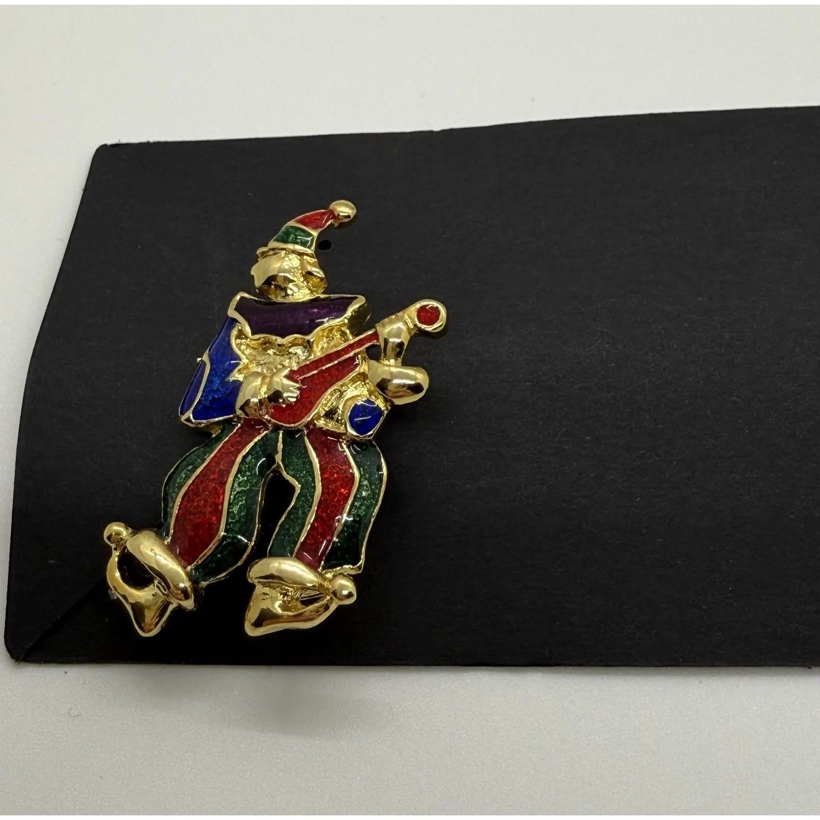 Myers Suzio VTG Enamel Clown Brooches Set Of 2 Gold Tone Harlequin Jester Pins - Image 3