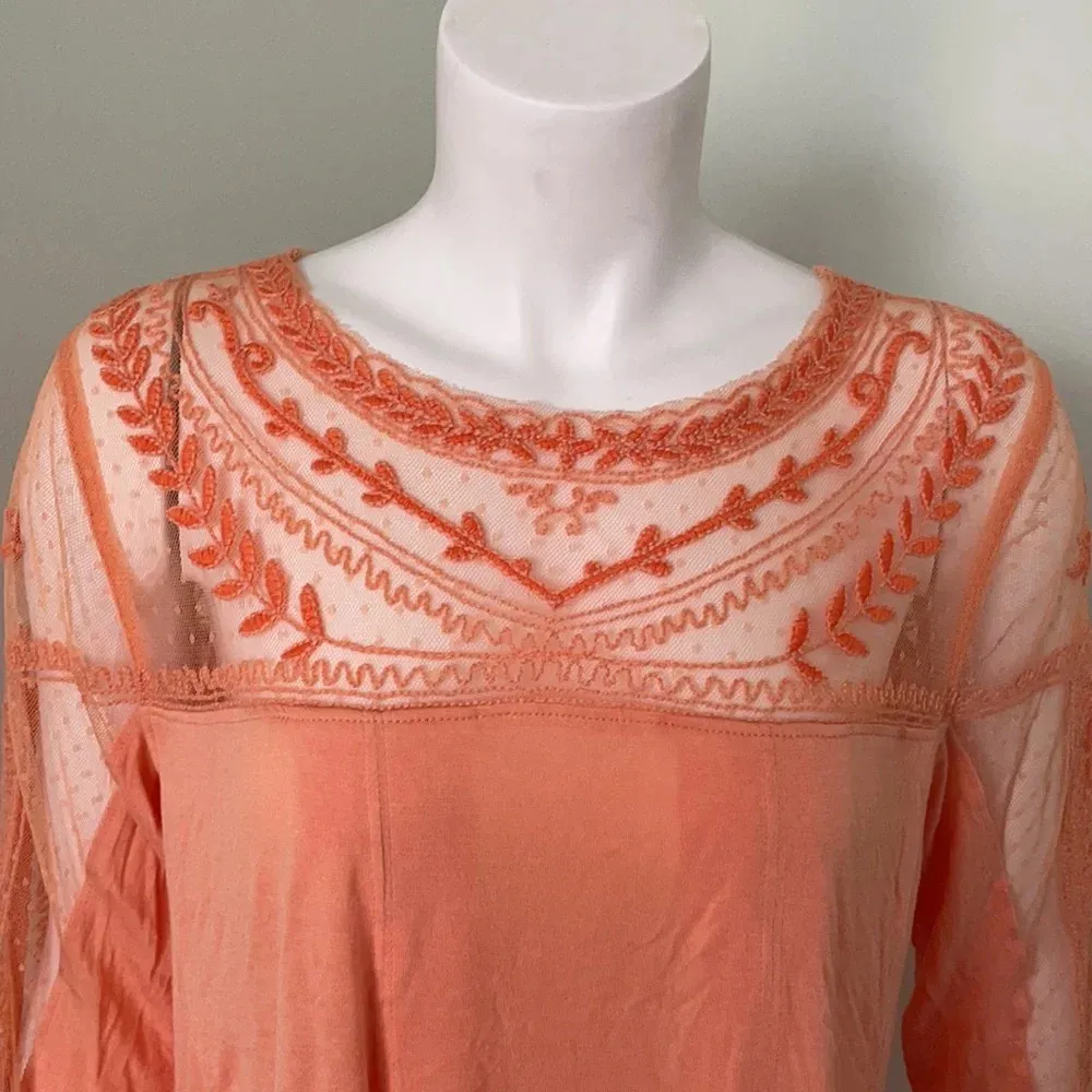 Free People Jojo Mixed Media Long Sleeve Top Havana Sands Medium - Image 5