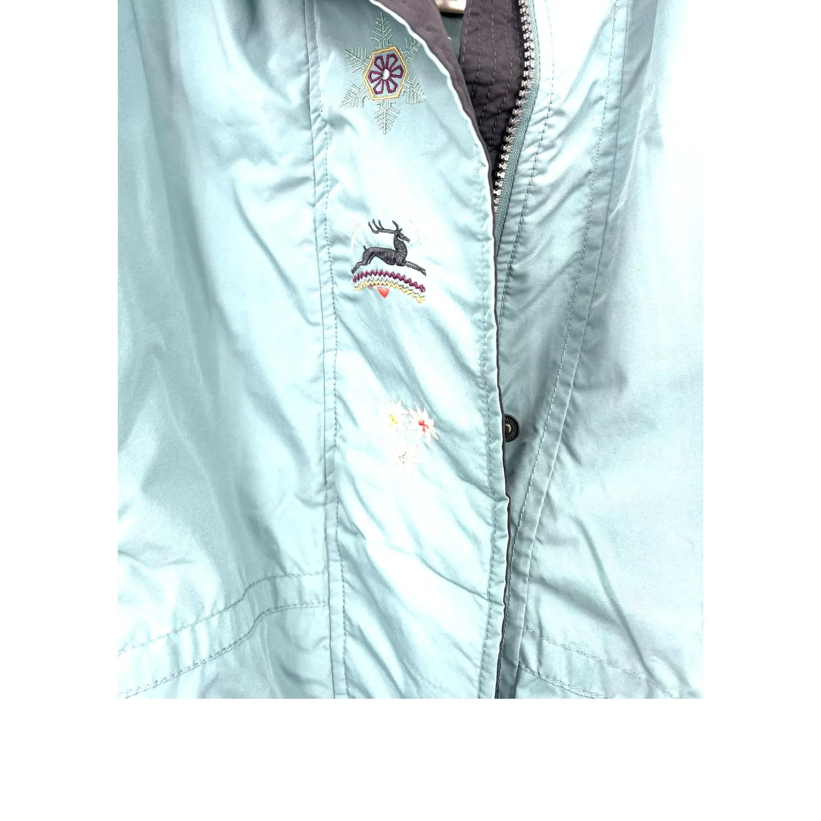 Vintage Y2K  8 M Obermeyer ski jacket powder blue Coat Hooded Embroidered Womens - Image 2
