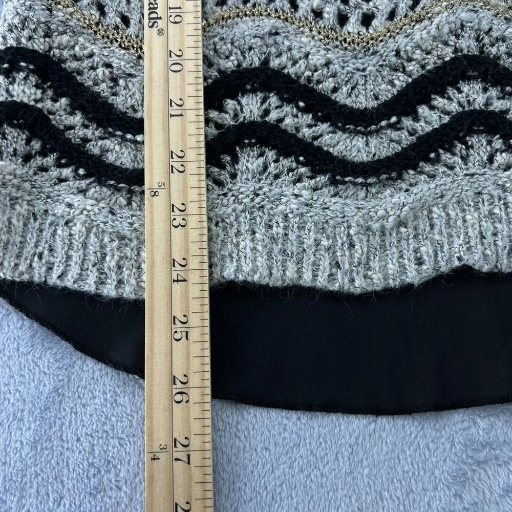 Bke Boutique Black/Gold Womens Small Sweater  3/4 Sleeve Fisherman Knit Pullover - Image 12