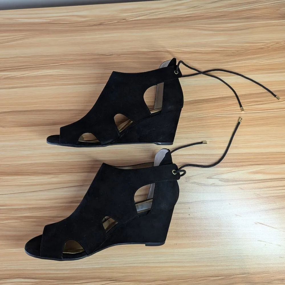 Thalia Sodi Women's Black Adraf Wedges with box Size 8.5 Open Toe Heels Cut Outs - Image 8
