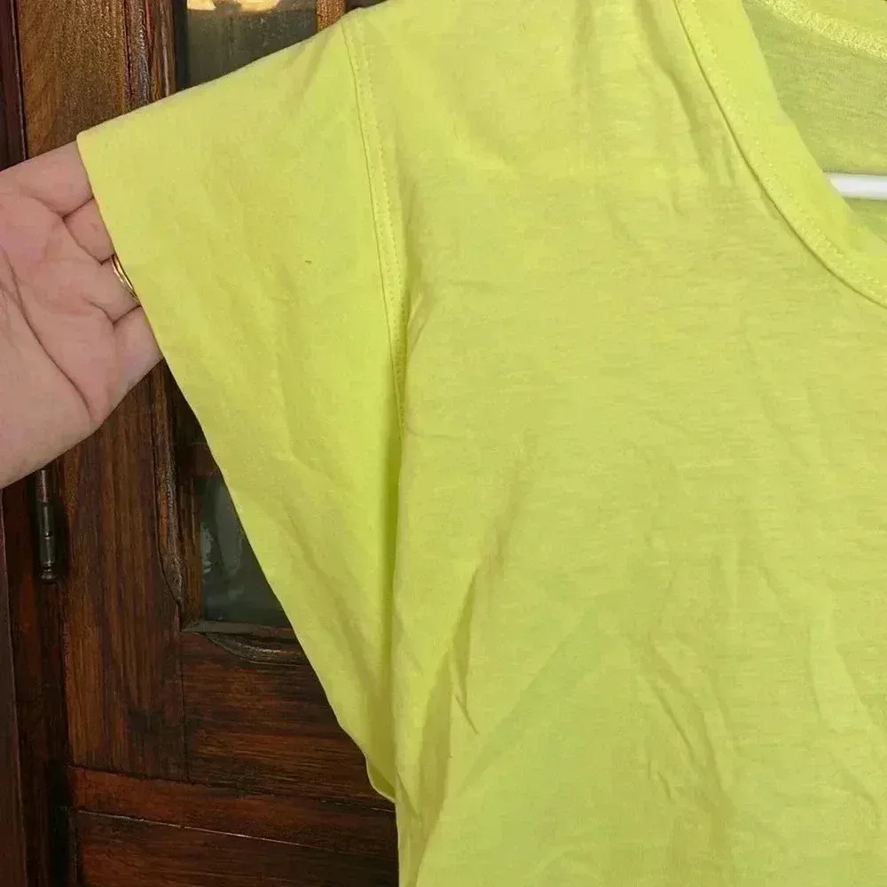 A.L.C. Tie-Back T-Shirt Neon Yellow Short Sleeve Casual Top‎ Size S - Image 5