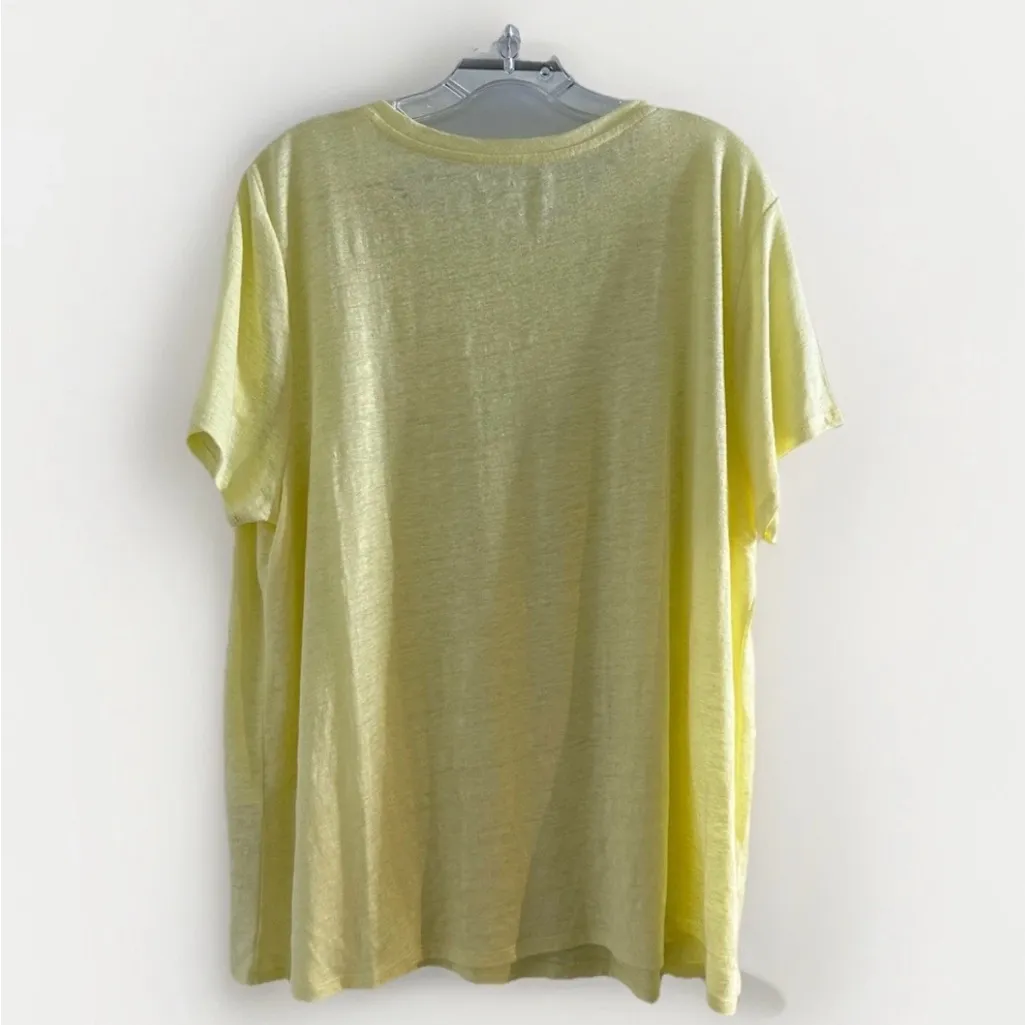 Eileen Fisher Organic Linen Jersey Square Boxy T Shirt Marigold‎ Yellow  XL NWT - Image 7