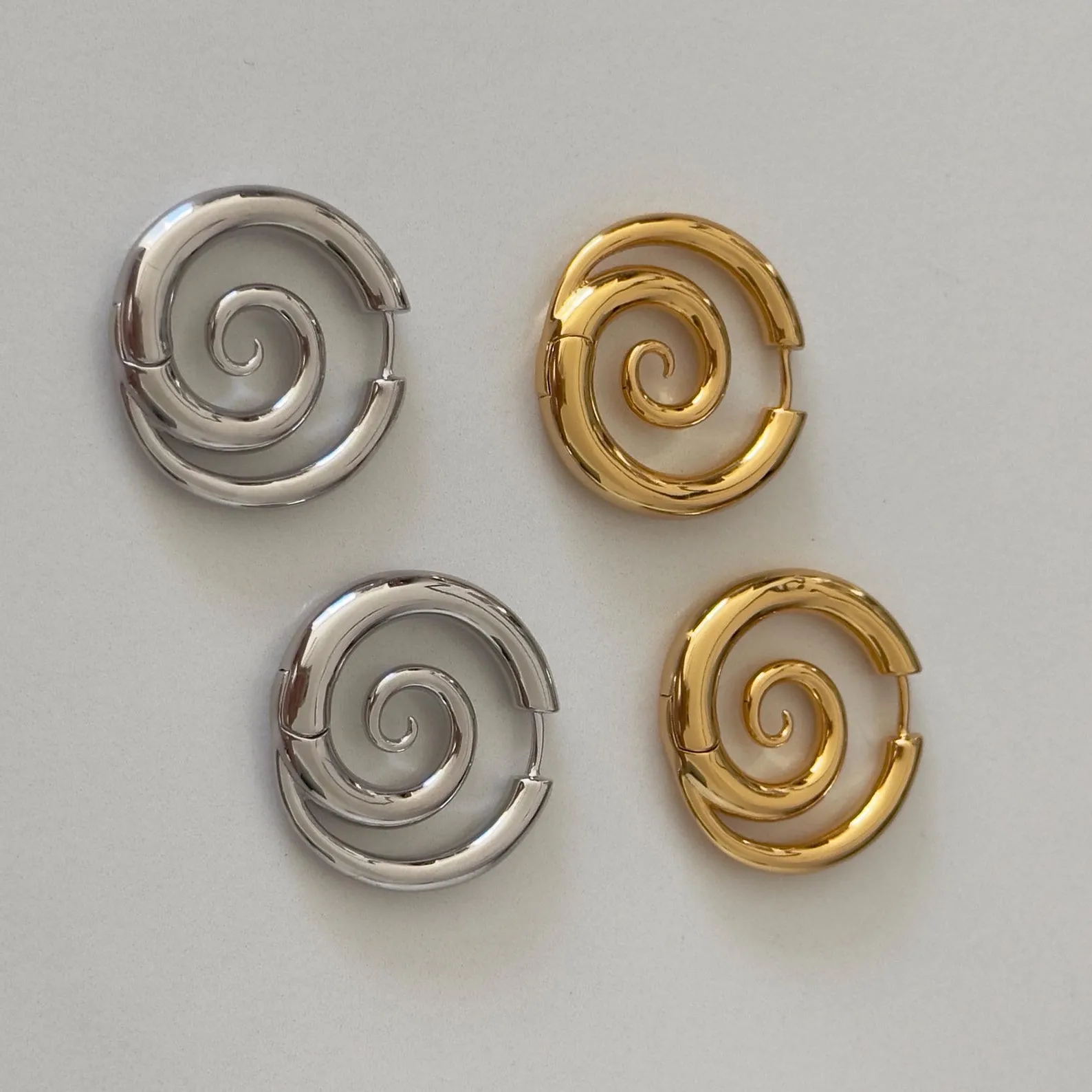 Gold swirl hoop earrings gothic and non tarnish - Image 4