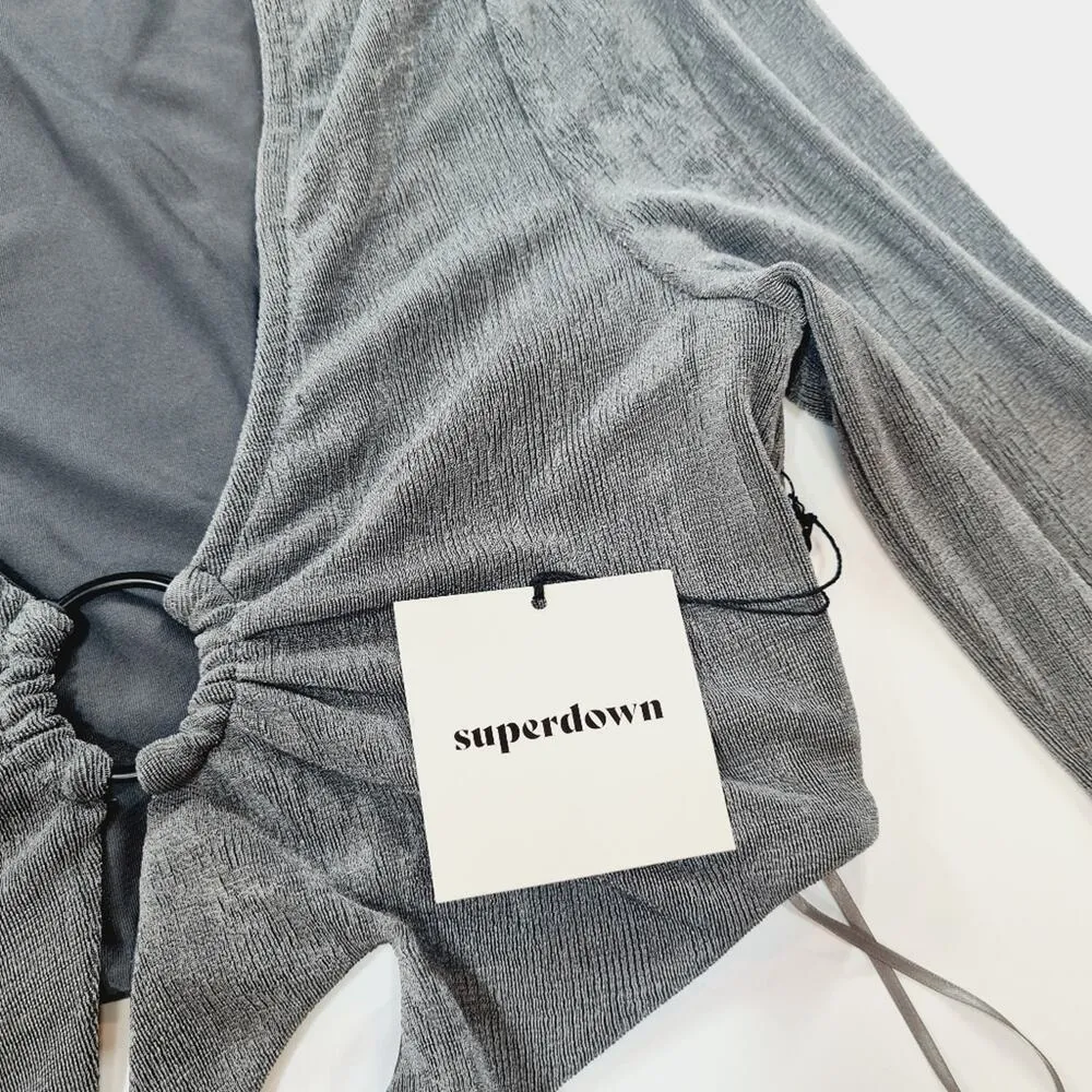 Superdown Cassie O Ring Dress in Grey Small - Image 9