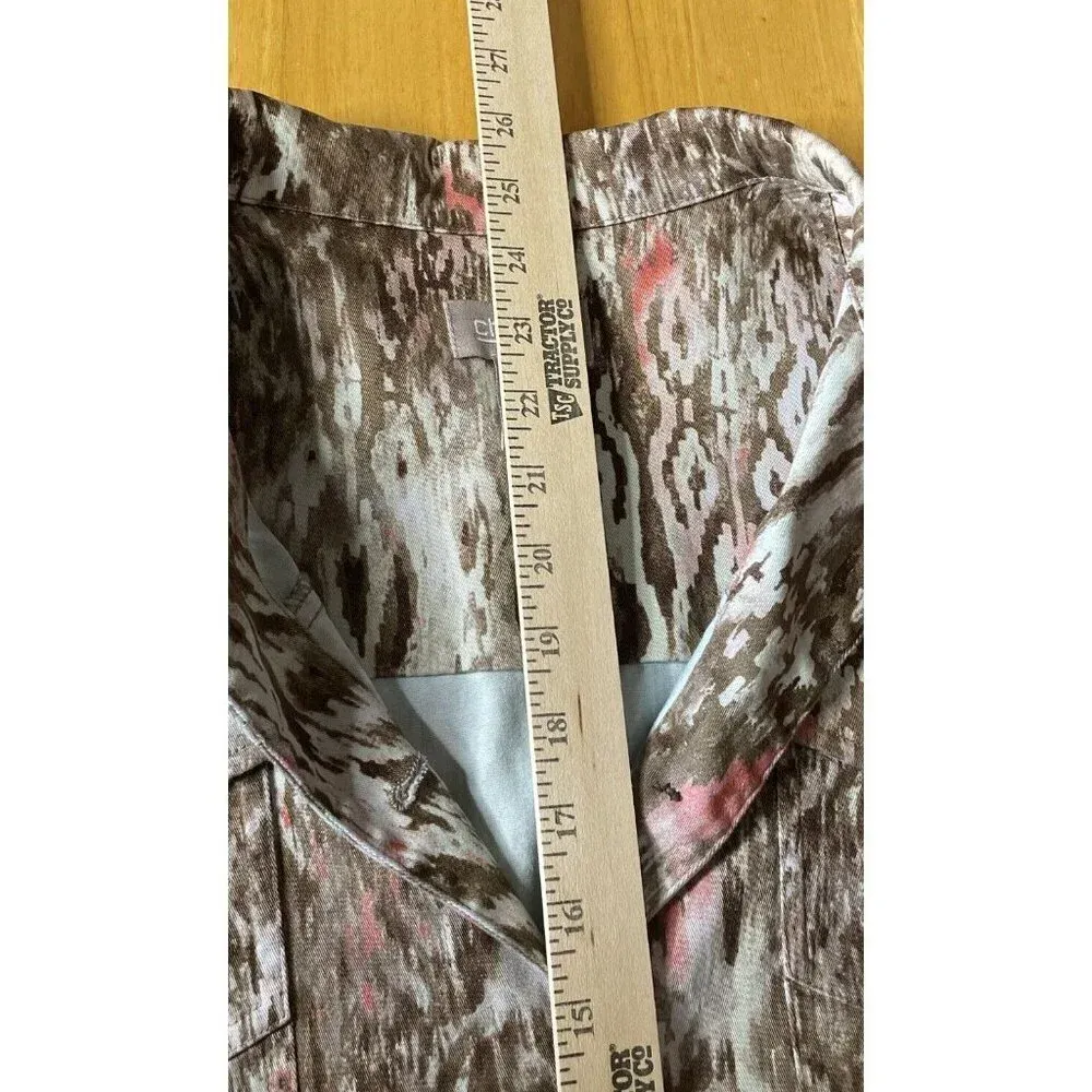Chico's Women's 3 US Size XL/16 Jacket Denim‎ Brown Pink Abstract Southwestern - Image 8