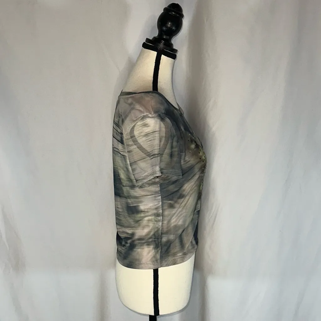 Madden Girl Butterfly Y2K Cropped Baby Tee Size Lg Fairycore Whimsigoth Indie - Image 4