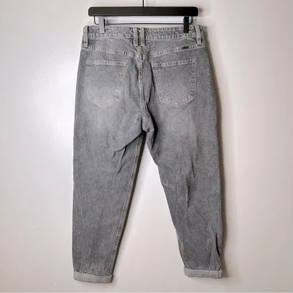 KanCan Frankie Mixed Denim‎ High Rise Straight Leg Mom Jeans Size 11/29 Gray - Image 5