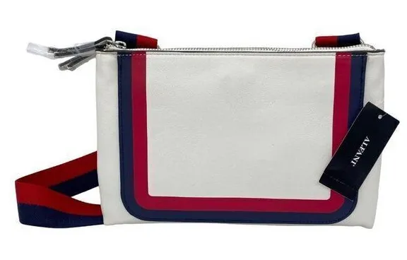 Alfani Miahh Web Strap Womens Crossbody Bag Double Zip Purse New - Image 1